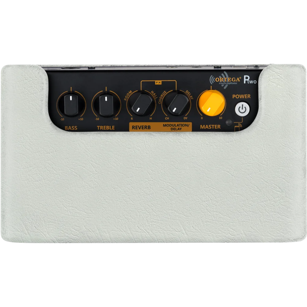 Ortega PTWO 12W Bluetooth® Premium Vintage Design Pocket Acoustic Amplifier w/Built-In Effects ~ Limited Edition White