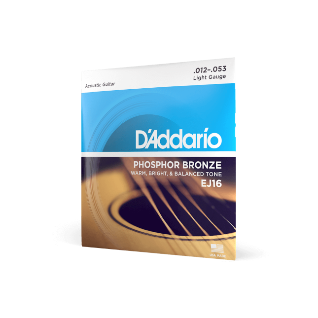 D'Addario EJ16 Phosphor Bronze Light Acoustic Guitar Strings 12-53