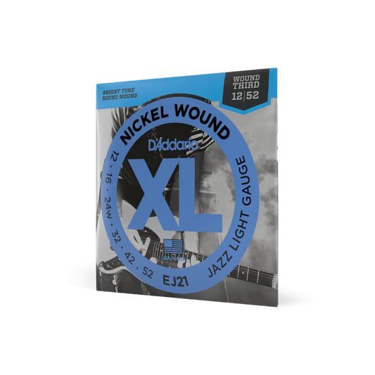 D'Addario EJ21 Nickel Wound Jazz Light Wound 3rd 12-52 Gauge Electric Guitar Strings
