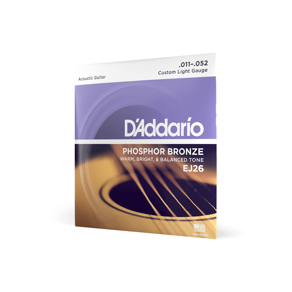 D'Addario EJ26 Phosphor Bronze Custom Light Acoustic Guitar Strings 11-52