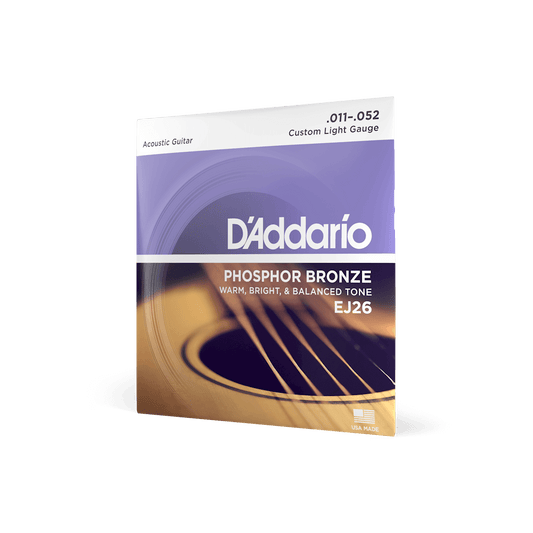 D'Addario EJ26 Phosphor Bronze Custom Light Acoustic Guitar Strings 11-52