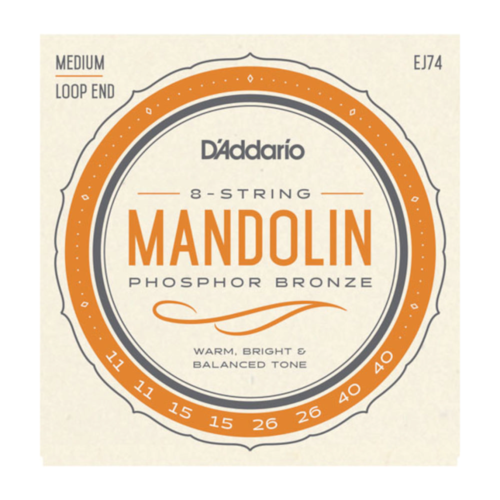 D'addario EJ74 Phosphor Bronze Medium Gauge Mandolin Strings 11-40