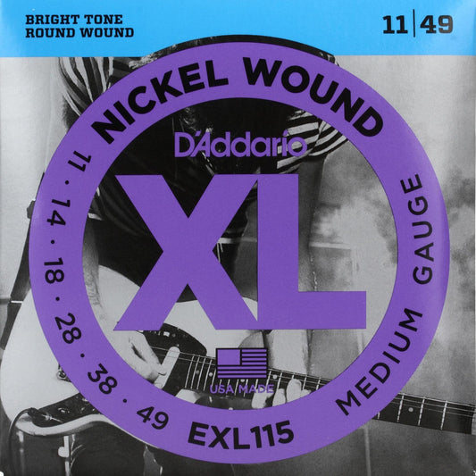 D'addario EXL115 Nickel Wound, Medium Gauge 11-49 Electric Guitar Strings