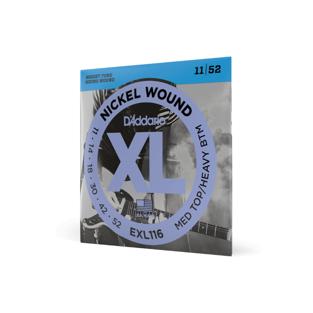 D'Addario EXL116 Nickel Wound, Medium Top/Heavy Bottom, 11-52 Gauge Electric Strings