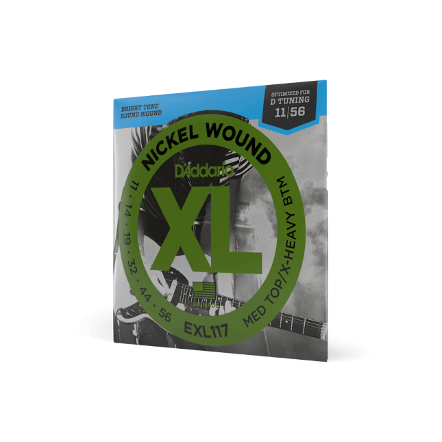 D'Addario EXL117 Nickel Wound Medium Top/Extra-Heavy Bottom 11-56 Gauge Electric Guitar Strings