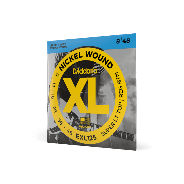 D'Addario EXL125 Nickel Wound, Super Light Top/ Regular Bottom Gauge 9-46 Electric Guitar Strings