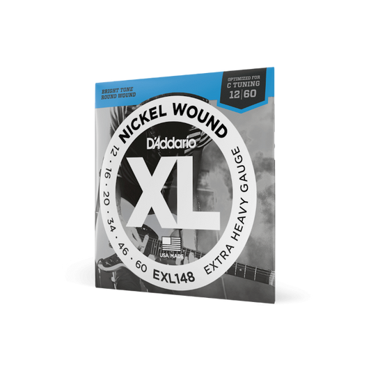 D'Addario EXL148 Nickel Extra-Heavy 12-60 Gauge Electric Guitar Strings