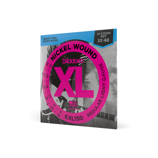 D'Addario EXL150 Nickel Wound, 12-String Regular Light Gauge 10-46 Electric Guitar Strings
