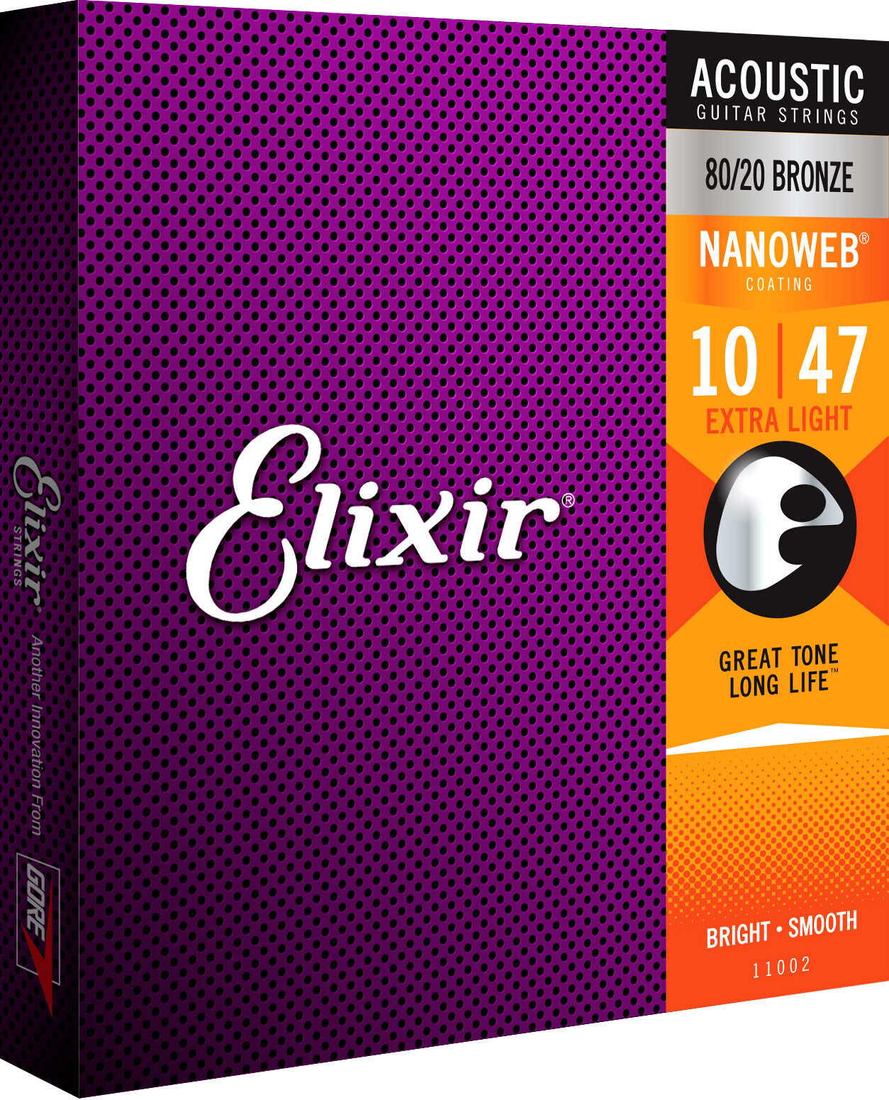 Elixir NANOWEB Coated 80/20 Bronze 10-47 Gauge Acoustic Guitar Strings