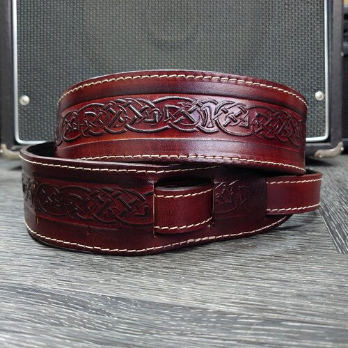 LEATHERGRAFT CELTIC EMBOSSED STRAP - BROWN