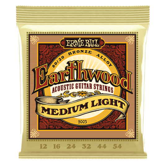 Ernie Ball Earthwood Medium Light 80/20 Bronze Acoustic Guitar Strings - 12-54 Gauge