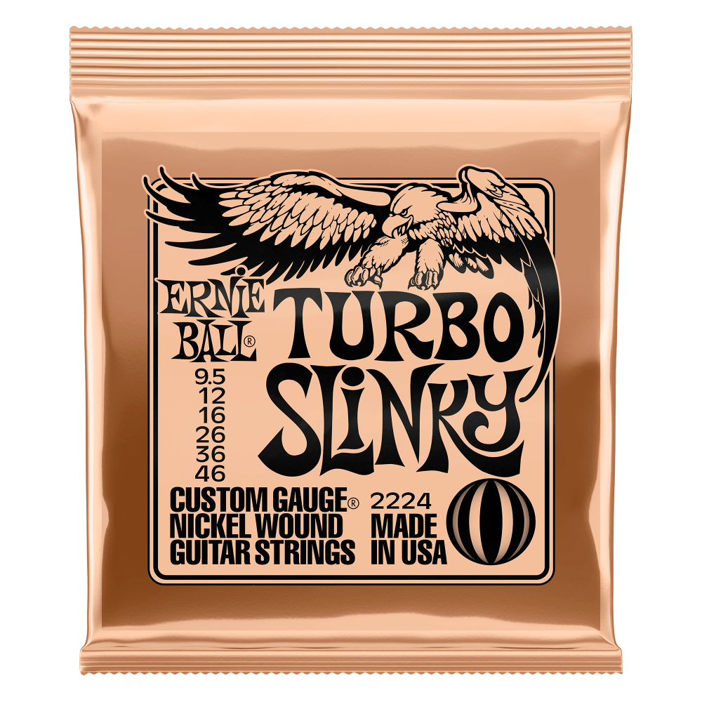 ERNIE BALL TURBO SLINKY NICKEL WOUND ELECTRIC GUITAR STRINGS 9.5 - 46 GAUGE