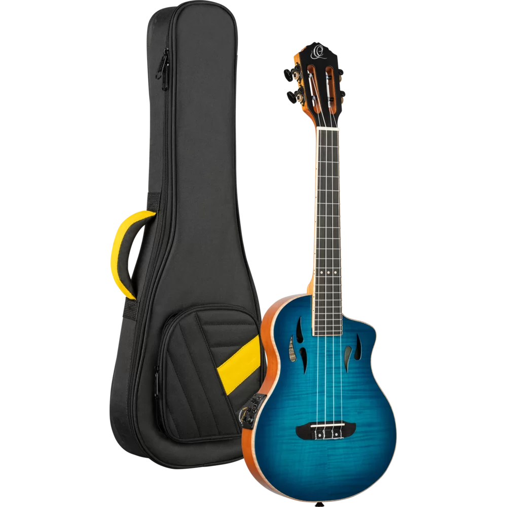 Ortega RTPX-U-FMA TourPlayer Deluxe Tenor Ukulele ~ Flame Maple Blue