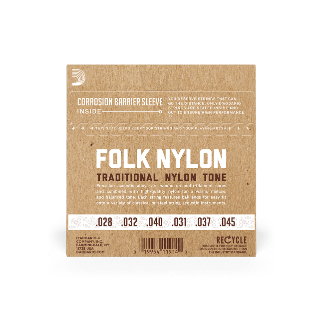 Daddario EJ32C "Folk" Ball End Nylon guitar strings