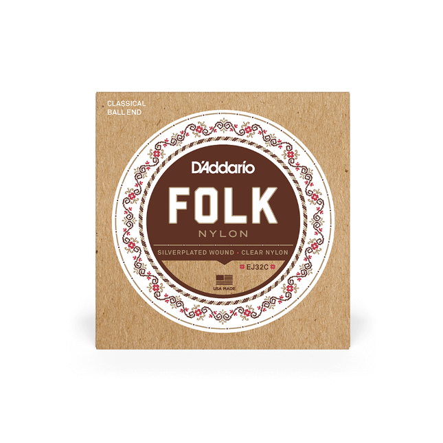 Daddario EJ32C "Folk" Ball End Nylon guitar strings