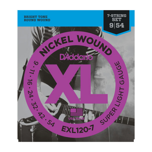 D'addario EXL120-7 Nickel Wound 7-String Super Light Gauge 09-54