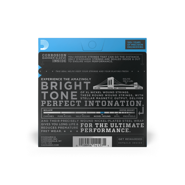 D'addario EXL110 Regular Light Gauge 10-46 Electric Guitar Strings