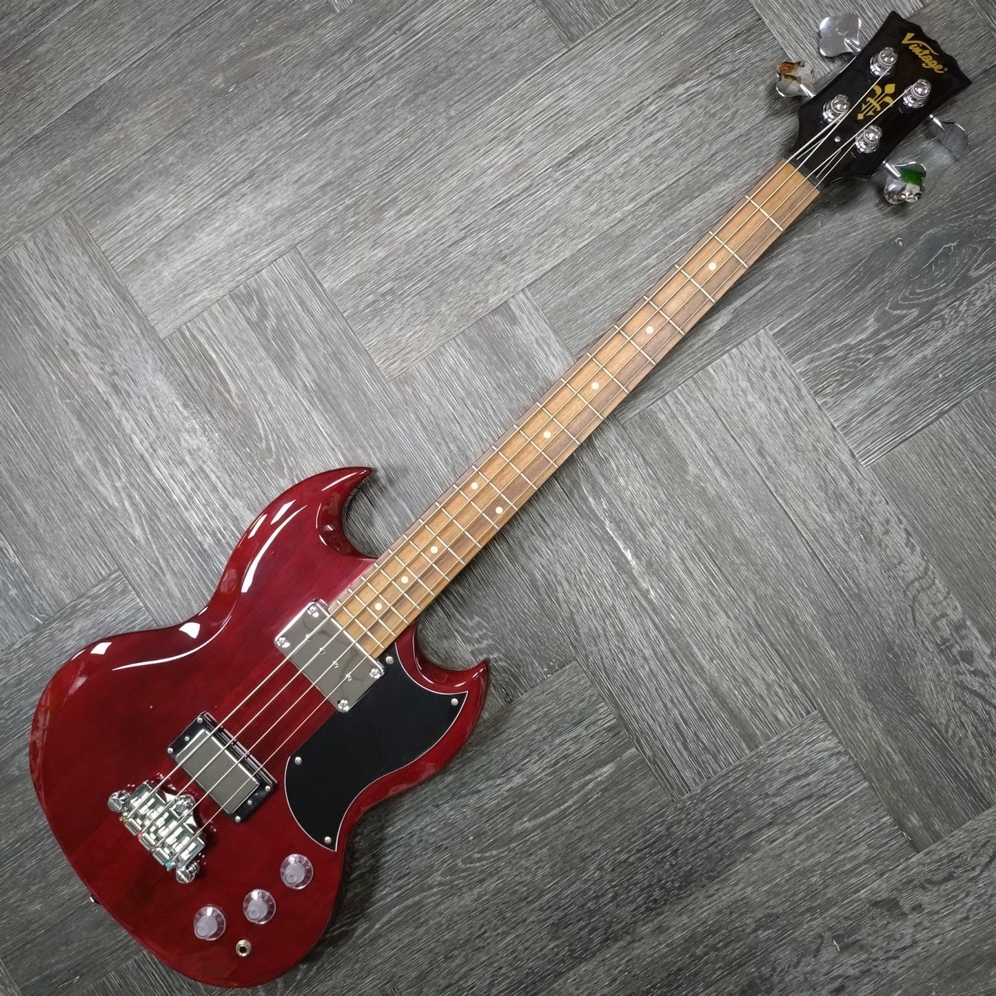 Vintage VS4 ReIssued Bass Guitar ~ Cherry Red [2021]