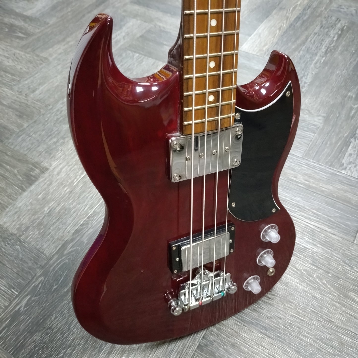 Vintage VS4 ReIssued Bass Guitar ~ Cherry Red [2021]
