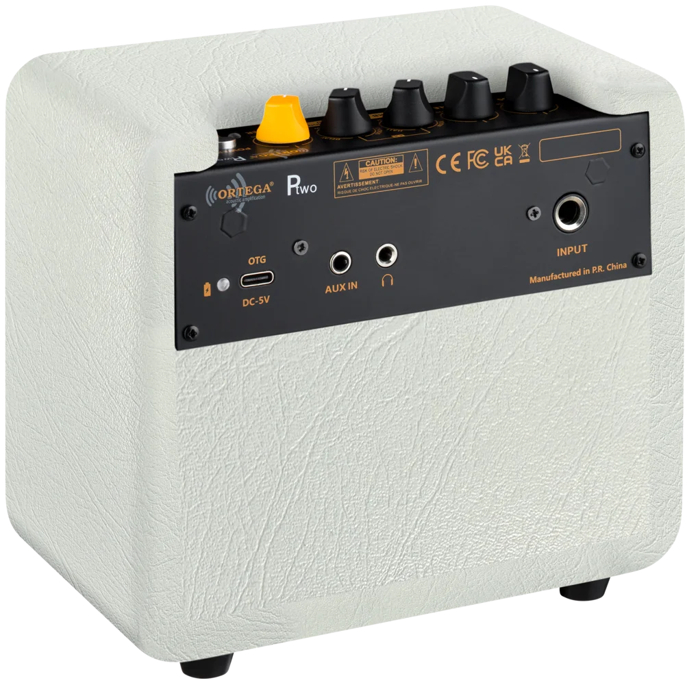 Ortega PTWO 12W Bluetooth® Premium Vintage Design Pocket Acoustic Amplifier w/Built-In Effects ~ Limited Edition White