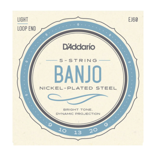 D'addario EJ60 5-String Banjo Strings Nickel, Light Gauge 9-20