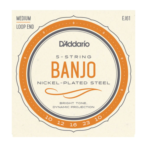 D'addario EJ61 5-String Banjo Strings Nickel, Medium Gauge 10-23