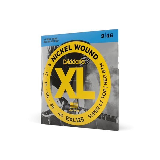 D'Addario EXL125 Nickel Wound, Super Light Top/ Regular Bottom Gauge 9-46 Electric Guitar Strings