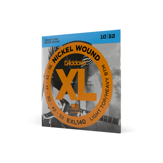 D'Addario EXL140 Nickel Wound, Light Top/Heavy Bottom Gauge 10-52 Electric Guitar Strings