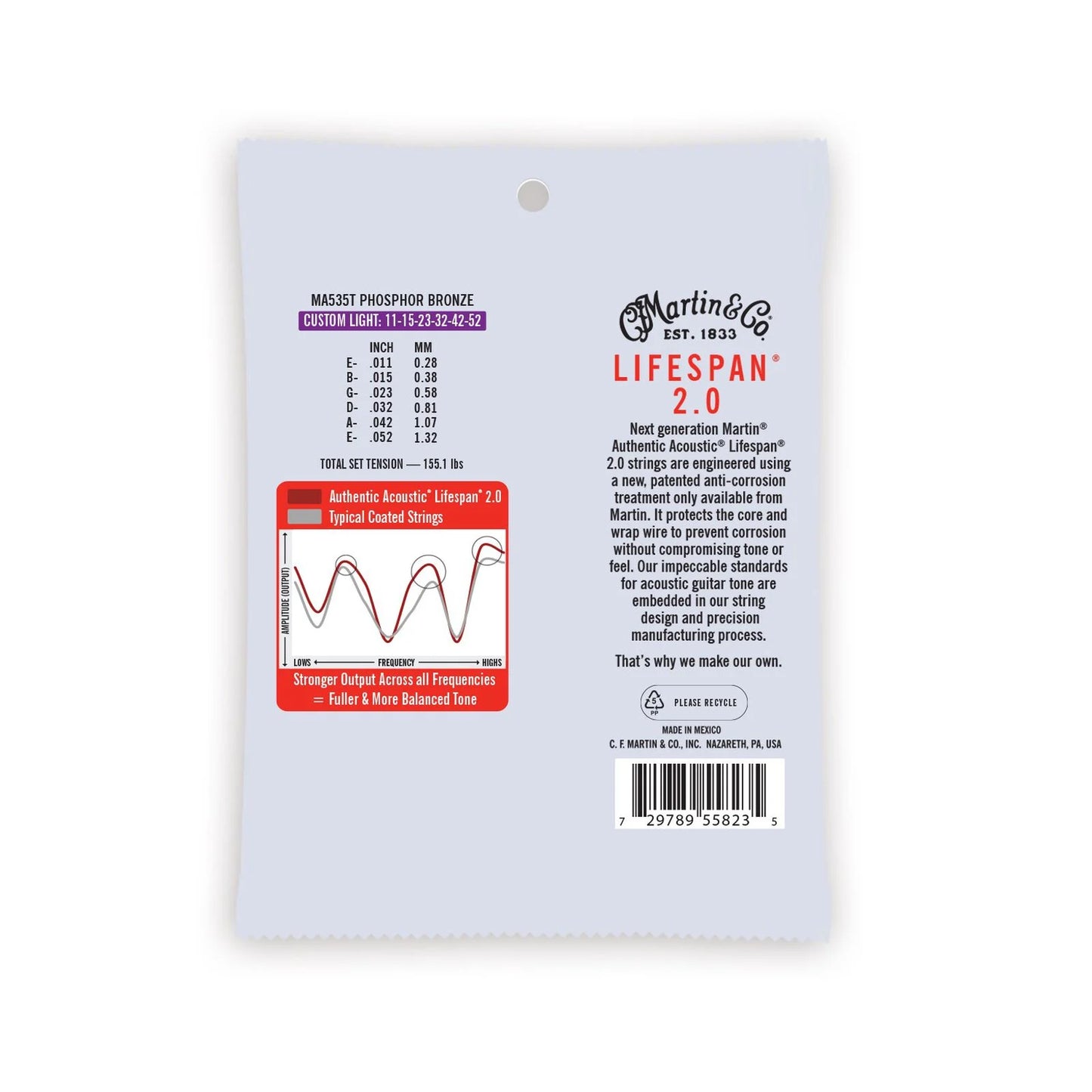 Martin Authentic Acoustic Lifespan® 2.0 Strings Phosphor Bronze - Light 11-52