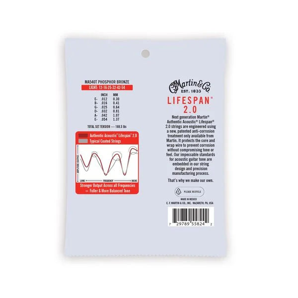Martin Authentic Acoustic Lifespan® 2.0 Strings Phosphor Bronze - Light 12-54