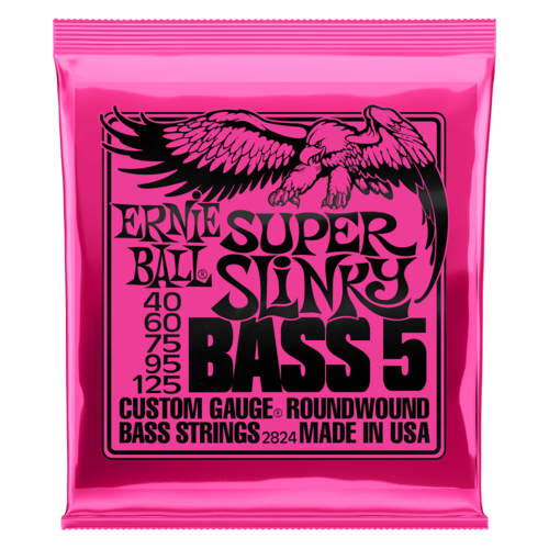 Ernie Ball Super Slinky 5-String Nickel Wound Electric Bass Strings - 40-125 Gauge