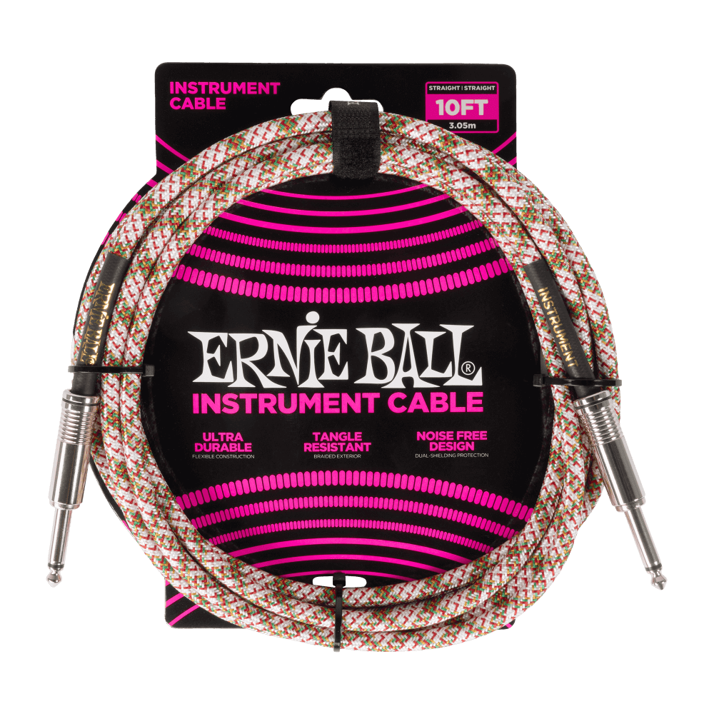 ERNIE BALL 10FT BRAIDED INSTRUMENT CABLE - EMERALD ARGYLE
