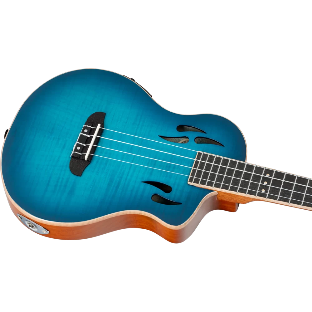 Ortega RTPX-U-FMA TourPlayer Deluxe Tenor Ukulele ~ Flame Maple Blue