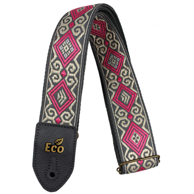 Ecostrap Vegan Jacquard Guitar Strap 2" - Pink