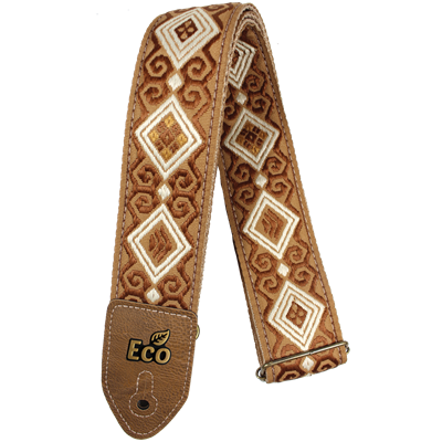 Ecostrap Vegan Jacquard Guitar Strap 2" - Brown