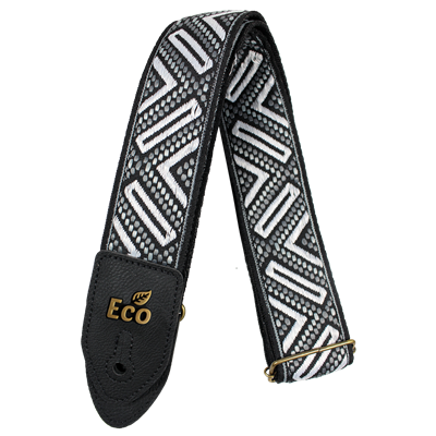 Ecostrap Vegan Jacquard Guitar Strap 2" - Black/White