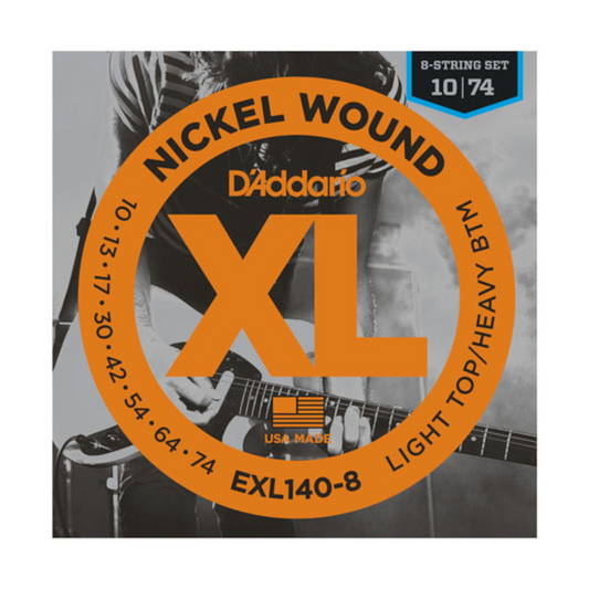 D'addario EXL140-8 Nickel Wound 8-String Light Top/Heavy Bottom Gauge 10-74