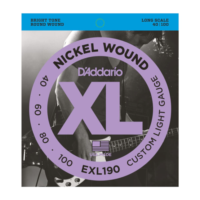 D'addario EXL190 Nickel Wound Bass Custom Light Gauge 40-100