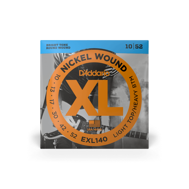 D'Addario EXL140 Nickel Wound, Light Top/Heavy Bottom Gauge 10-52 Electric Guitar Strings