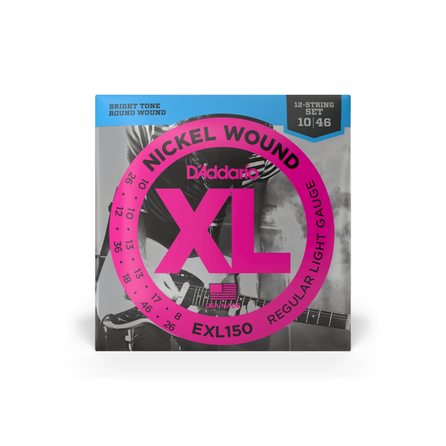 D'Addario EXL150 Nickel Wound, 12-String Regular Light Gauge 10-46 Electric Guitar Strings